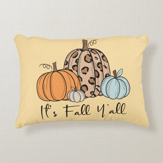 トレンディな秋のかぼちゃ | “It’s Fall Y’all” 引用 アクセントクッション (正面)
