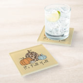 トレンディな秋のかぼちゃ | “It’s Fall Y’all” 引用 ガラスコースター (アングル)