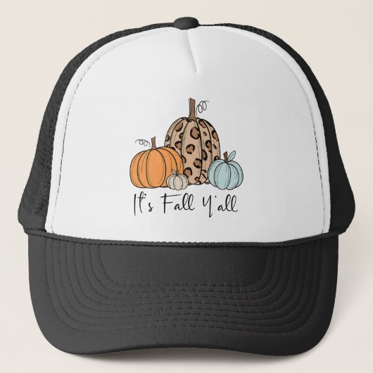 トレンディな秋のかぼちゃ | “It’s Fall Y’all” 引用 キャップ (正面)