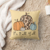 トレンディな秋のかぼちゃ | “It’s Fall Y’all” 引用 クッション (ブランケット)