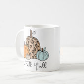 トレンディな秋のかぼちゃ | “It’s Fall Y’all” 引用 コーヒーマグカップ (正面左)