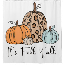 トレンディな秋のかぼちゃ | “It’s Fall Y’all” 引用 シャワーカーテン