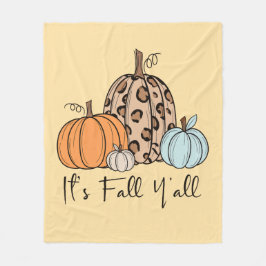 トレンディな秋のかぼちゃ | “It’s Fall Y’all” 引用 フリースブランケット