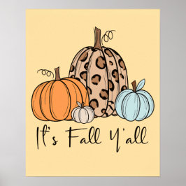 トレンディな秋のかぼちゃ | “It’s Fall Y’all” 引用 ポスター