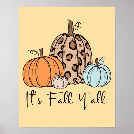 トレンディな秋のかぼちゃ | “It’s Fall Y’all” 引用 ポスター (正面)