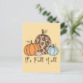 トレンディな秋のかぼちゃ | “It’s Fall Y’all” 引用 ポストカード (スタンド正面)