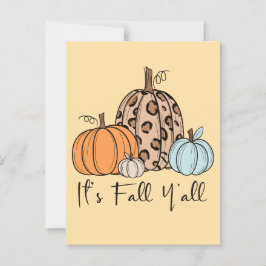 トレンディな秋のかぼちゃ | “It’s Fall Y’all” 引用 ポストカード