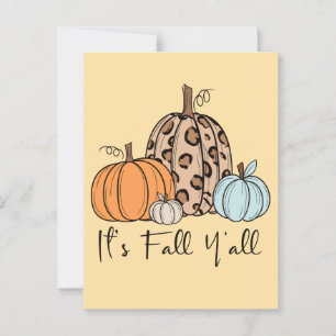 トレンディな秋のかぼちゃ   “It’s Fall Y’all” 引用 ポストカード
