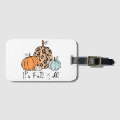 トレンディな秋のかぼちゃ | “It’s Fall Y’all” 引用 ラゲッジタグ (正面横)