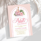 トレンディな花びらとプロセッコ 水彩 結婚式のカード 招待状