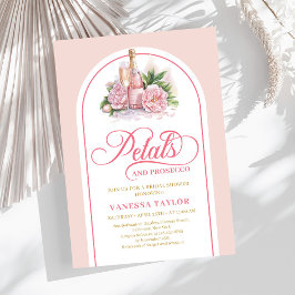 トレンディな花びらとプロセッコ 水彩 結婚式のカード 招待状