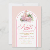 トレンディな花びらとプロセッコ 水彩 結婚式のカード 招待状 (正面)