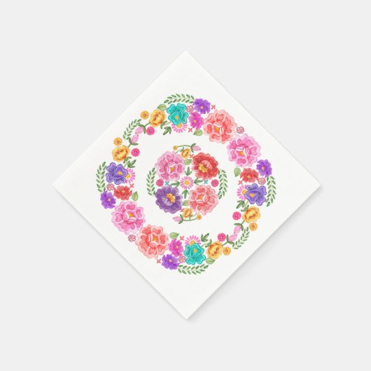 トレンディな花柄フィエスタパターン メキシカンセニョリータ スタンダードカクテルナプキン (角)