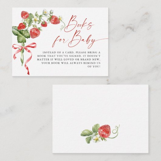 トレンディな草原のイチゴの絵本 ベビーシャワーのプレゼント エンクロージャーカード (正面/裏面)