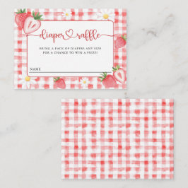 トレンディな草原のストロベリー ベイビー シャワー おむつラッフル エンクロージャーカード