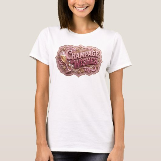 トレンディな赤いシャンパンの願いTシャツ Tシャツ (正面)