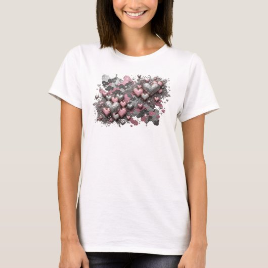トレンディな赤い抽象芸術アートプリント Tシャツ (正面)