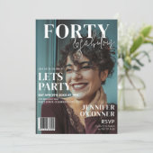 トレンディな雑誌の表紙｜40歳の誕生日パーティー 招待状 (スタンド正面)