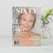 トレンディな雑誌の表紙|60歳の誕生日パーティー 招待状 (スタンド正面)