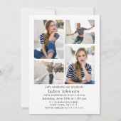 トレンディな青いリボン飾り 5枚組 卒業パーティー 招待状 (裏面)