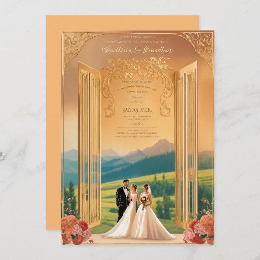 トレンディな5x7結婚記念日カード セーブザデート (正面/裏面)