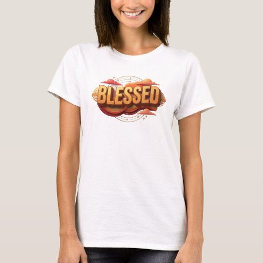 トレンディなBLESSEDアートデザイン Tシャツ (正面)