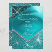 トレンディなEyEのターコイズグリーン 洗練された高級感 招待状 (正面/裏面)