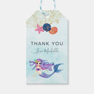 トレンディカラーの人魚姫の誕生日パーティー ギフトタグ
