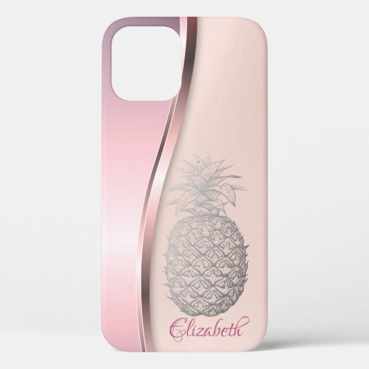 トレンディクールシルバーパイナップル - 名前入り Case-Mate iPhoneケース (裏面)