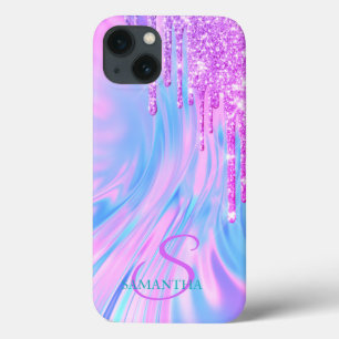 トレンディクールバイオレットラメドリップスホログラフィック iPhone 13ケース