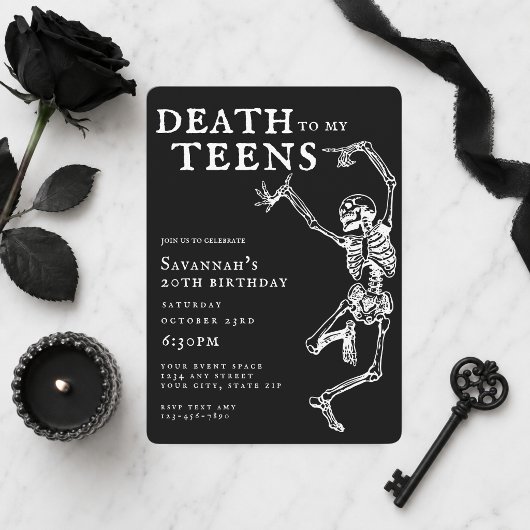トレンディゴシックな20歳の誕生日おめでとう「Death To My Teens」 招待状