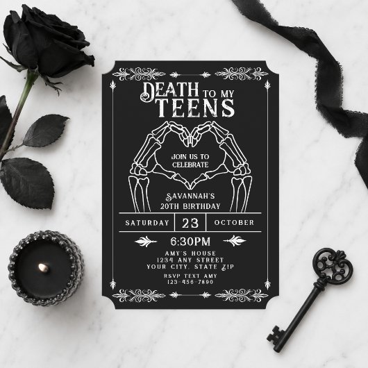 トレンディゴシックな20歳の誕生日おめでとう「Death To My Teens」 招待状