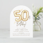 トレンディゴールドのフィフティバルーン 50歳の誕生日パーティー 招待状 (スタンド正面)