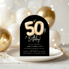 トレンディゴールドフィフティバルーン50歳の誕生日パーティー 招待状