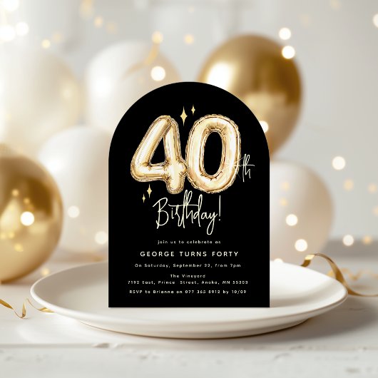 トレンディゴールドフォーティバルーン40歳の誕生日パーティー 招待状
