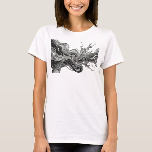 トレンディシルバー抽象芸術 ウェアラブルアート Tシャツ (正面)
