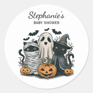 トレンディハロウィンカボチャおばけ猫ベビーシャワー ラウンドシール