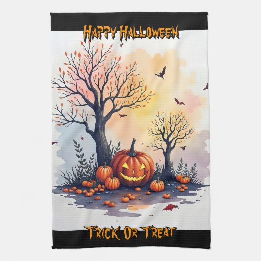 トレンディハロウィンスプーキーキュートコレクション キッチンタオル (縦)