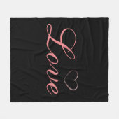 トレンディハートグレーカリグラフィーラブウェディング フリースブランケット (正面(横))