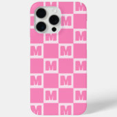トレンディピンクモノグラム市松模様イニシャル Case-Mate iPhoneケース (裏面)