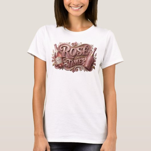 トレンディピンク ROSE TIMEスローガンTシャツ Tシャツ (正面)