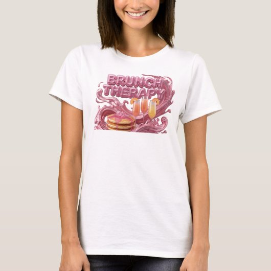 トレンディピンクBRUNCH THERAPYテキストデザイン Tシャツ (正面)
