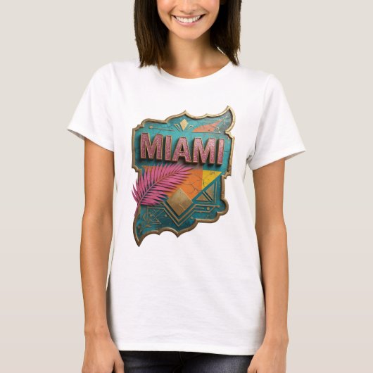 トレンディピンクMIAMIテキストデザインv2 Tシャツ (正面)