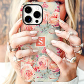 トレンディピーチローズモノグラムフラワー Case-Mate iPhoneケース
