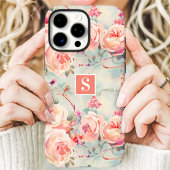 トレンディピーチローズモノグラムフラワー Case-Mate iPhoneケース