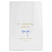 トレンディブルーリボンウェディングサンキュー ミディアムペーパーバッグ (裏面)