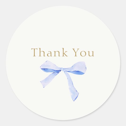 トレンディブルーリボンウェディングサンキュー ラウンドシール (正面)