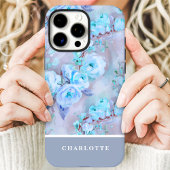 トレンディブルーローズ カスタムネーム フローラル Case-Mate iPhoneケース