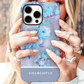 トレンディブルーローズ カスタムネーム フローラル Case-Mate iPhoneケース