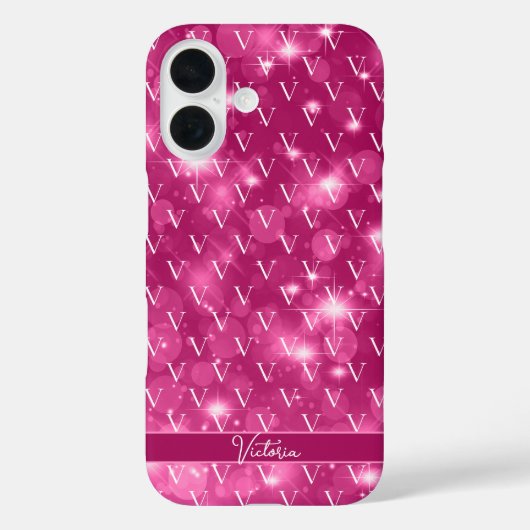 トレンディモノグラム柄の女の子らしいピンク Case-Mate iPhoneケース (裏面)